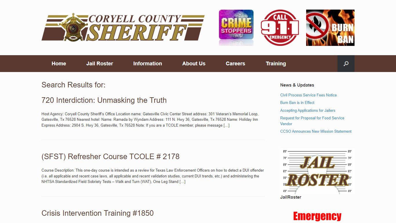 Search Results for “” – Coryell County Sheriff